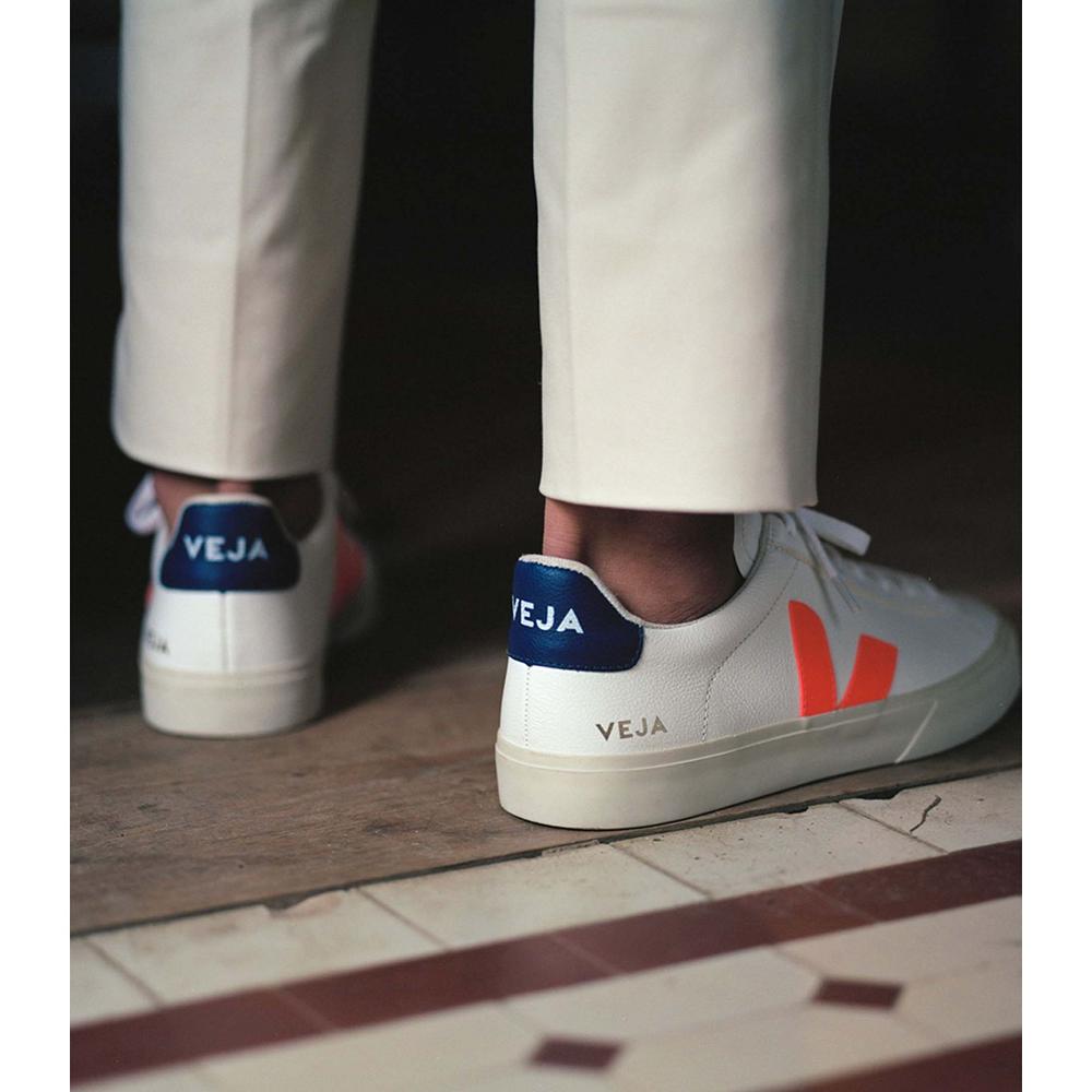 Low Tops Sneakers Barbati Veja CAMPO CHROMEFREE White/Orange/Blue | RO 297WNB